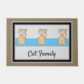 Cat Family Welcome Mats Personalized