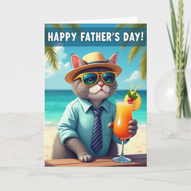 Cool Cat Fathers Day Getaway Card (Front)