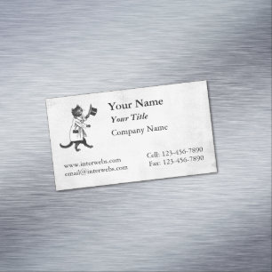 Cool Cat Faux Canvas Custom Magnetic Business Card
