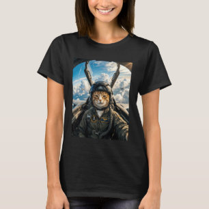 Cool Cat Fighter Pilot Jet Aviator Graphic T-Shirt