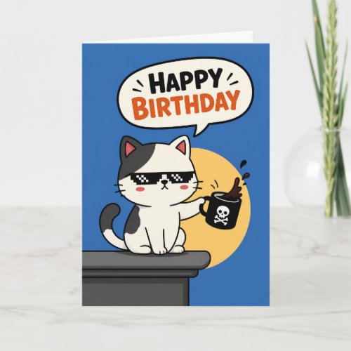 Cool Cat Fun Modern Birthday Greeting for All Ages Card