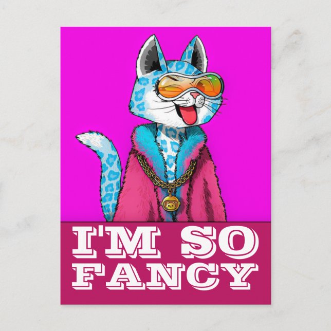 COOL CAT FUNNY FANCY ART POSTCARD (Front)