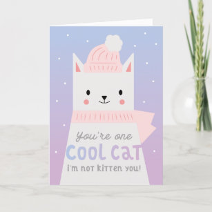 Cool Cat Funny Valentines Day Holiday Card