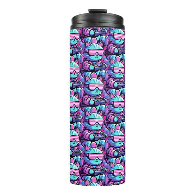 Cool Cat Gamer Thermal Tumbler (Front)