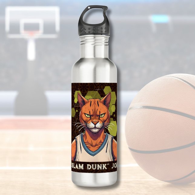 Cool Cat Gifts for Basketball Lovers Coach Fans Stainless Steel Water Bottle (Cool Cat Gifts for Basketball Lovers Coach Fans)