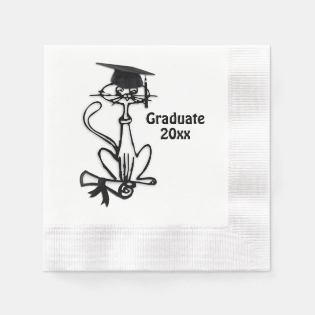 Cool Cat Graduation Napkins (Front)
