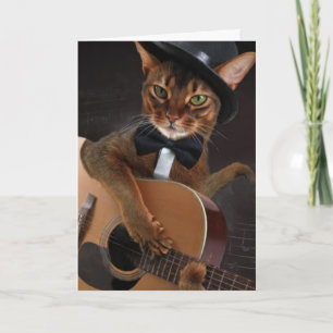 Cool Cat Guitarist – Minimal Elegant Design Card