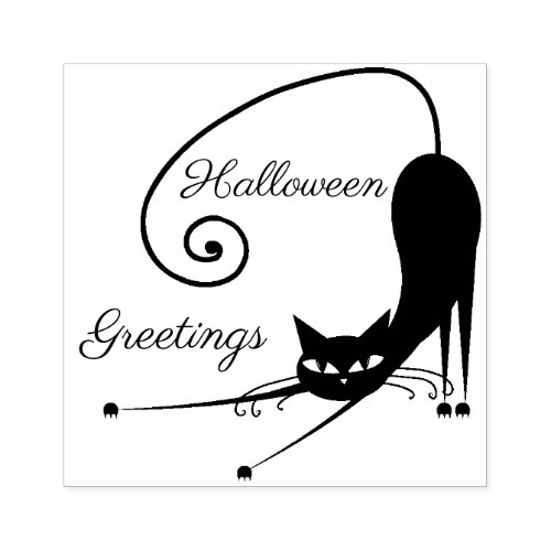 Cool Cat  Halloween Greetings Rubber Stamp