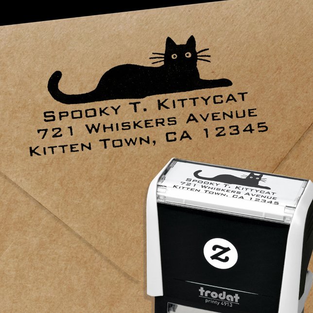 Cool Cat Hanging Out | Return Mailing Address Self-inking Stamp (Creator Uploaded)