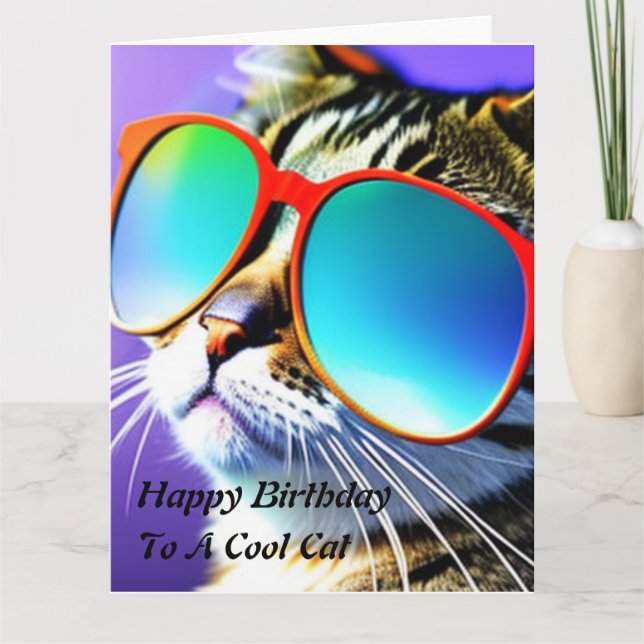 Cool Cat Happy Birthday  Card (Front)