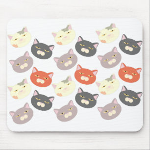 Cool Cat Heads Cartoon Fun Pattern Art Mouse Pad