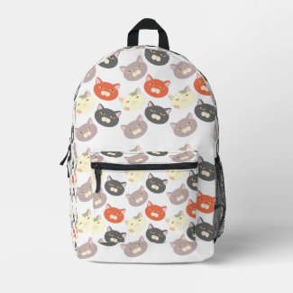Cool Cat Heads Cartoon Fun Pattern Art