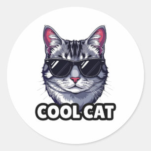 Cool Cat Humorous Sticker