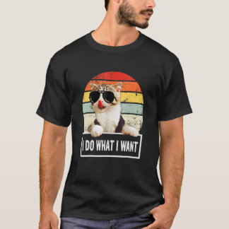 Cool Cat I Do What I Want Cat Vintage Retro T-Shirt