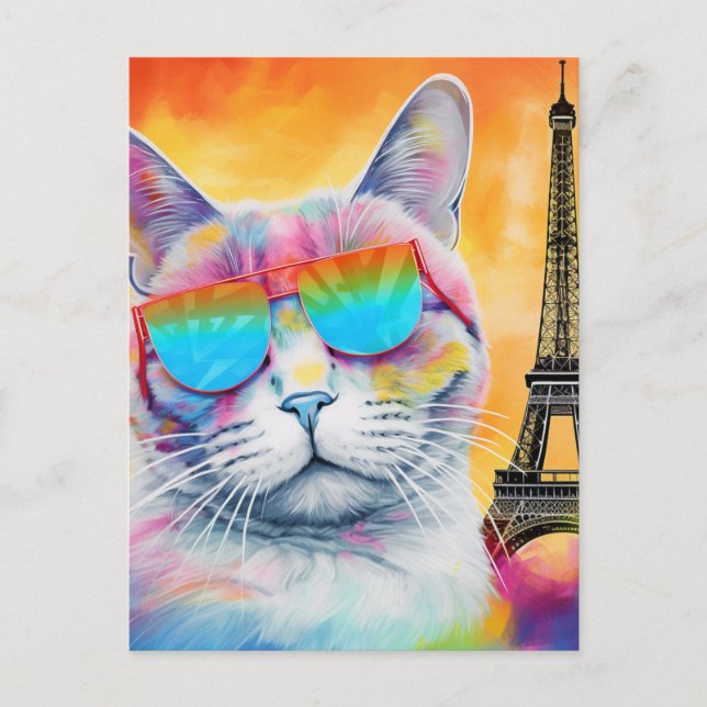 Cool Cat in Paris Postcard (Front)