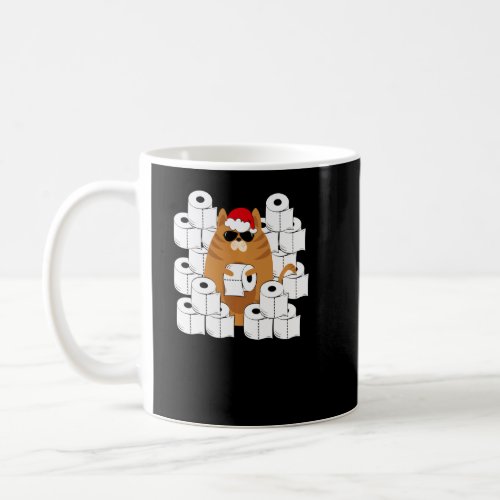 Cool Cat In Santa S Hat With Toilet Papers Graphic Coffee Mug
