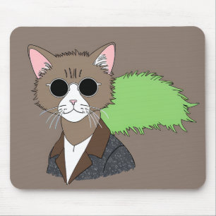 Cool Cat in Shades Retro Mouse Pad