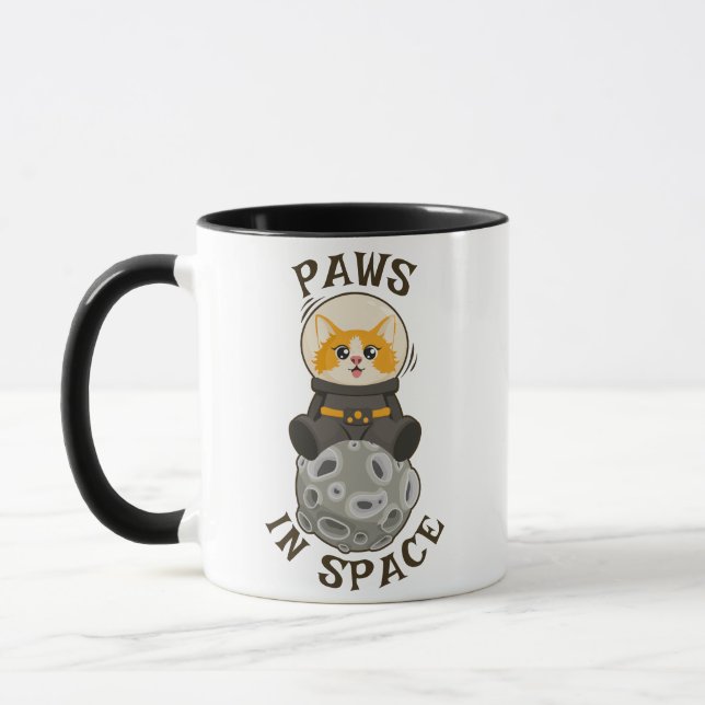 Cool Cat in space Cat Astronaut Cosmic animal Moon Mug (Left)