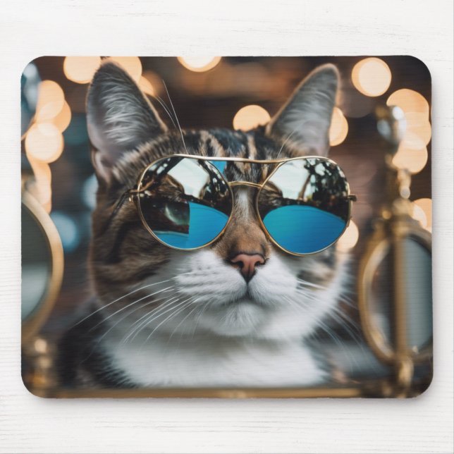 Cool cat in sunglasses, cat  mouse pad (Front)