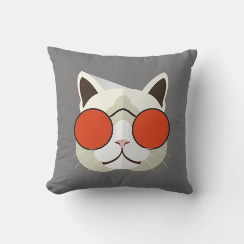 Cool Cat in Sunglasses Throw Pillow