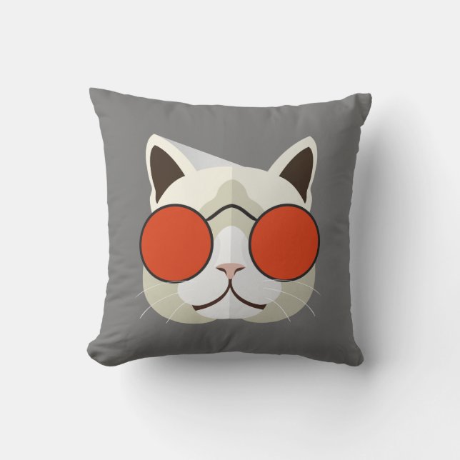 Cool Cat in Sunglasses Throw Pillow (Front)