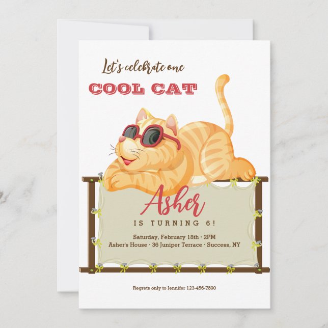 Cool Cat Invitation (Front)