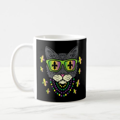 Cool Cat Jester Sunglasses Beads Funny Mardi Gras  Coffee Mug