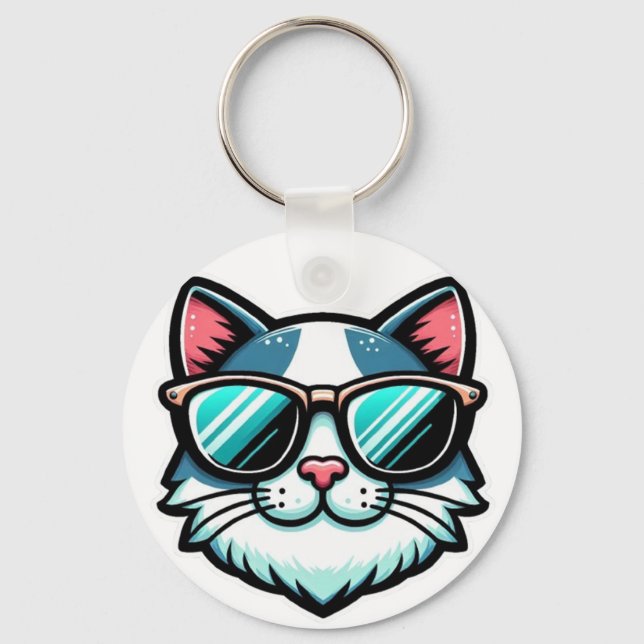 Cool Cat Keychain – Stylish Feline Accessory (Front)