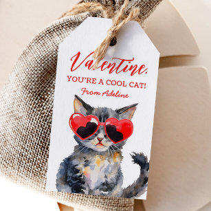 Cool Cat Kitten Kids Valentines Day Gift Tags