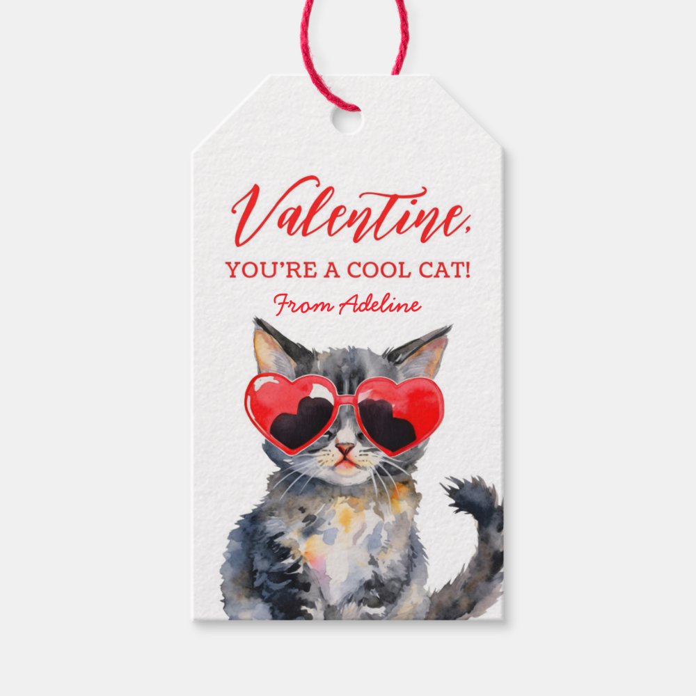 Disover Cool Cat Kitten Kids Valentines Day Gift Tags