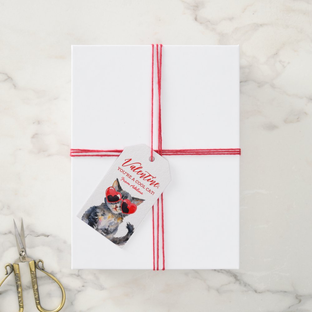 Disover Cool Cat Kitten Kids Valentines Day Gift Tags