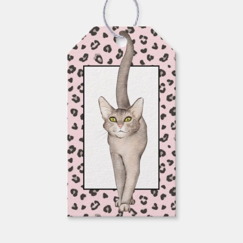Cool Cat Leopard Print Gift Tag