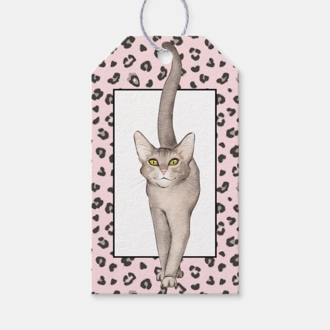 Cool Cat Leopard Print Gift Tag (Front)