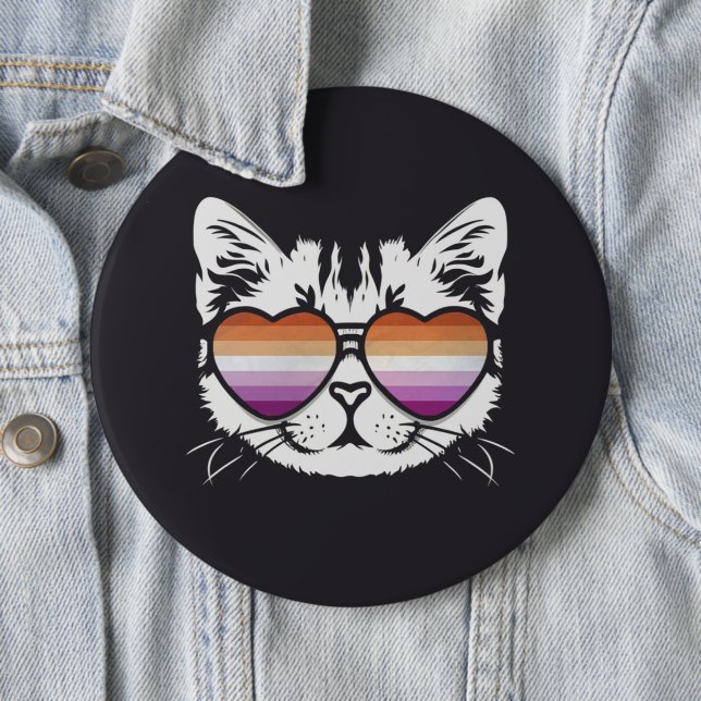 Cool Cat Lesbian Flag Button (In Situ)