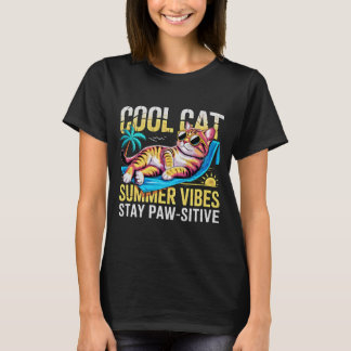 Cool Cat Lover Summer Vibes Funny Women T-Shirt