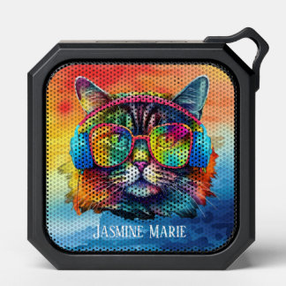 cool cat lovers animal add name bluetooth speaker