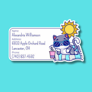 Cool Cat Luggage ID  Sticker