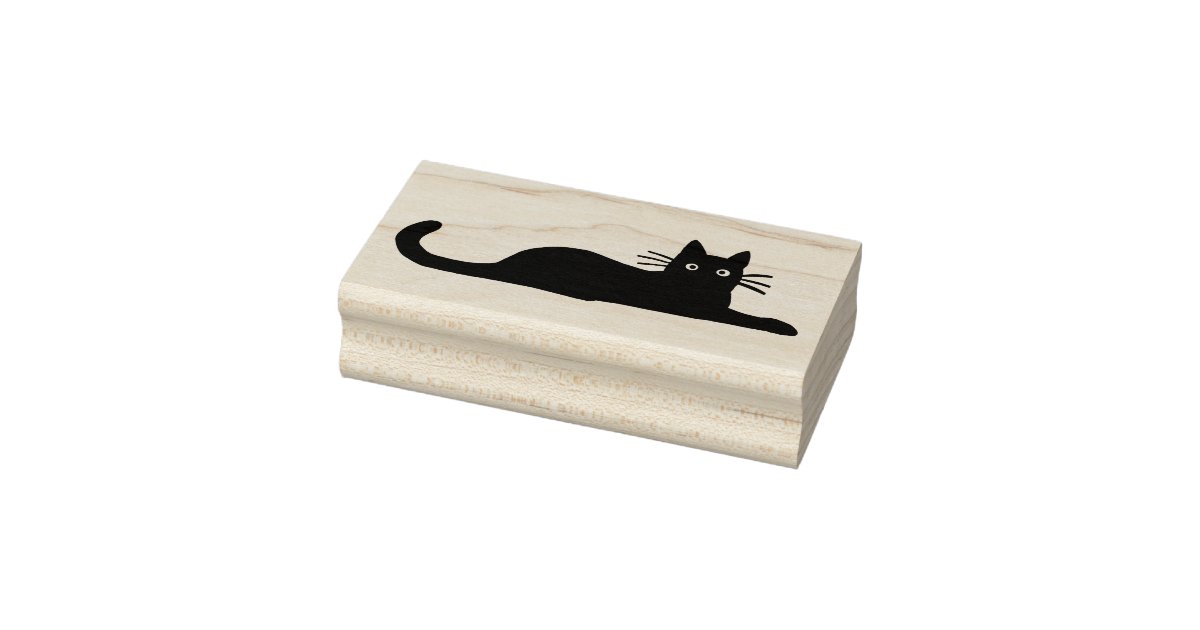 Cool Cat Lying Down Rubber Stamp Zazzle Com