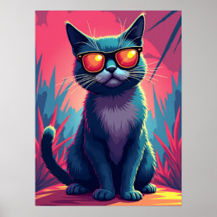 Cool Cat Meme – Deal With It Sunglasses Pop Art Poster