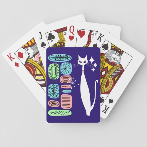 Cool Cat Mid Century Modern Design Playing Cards