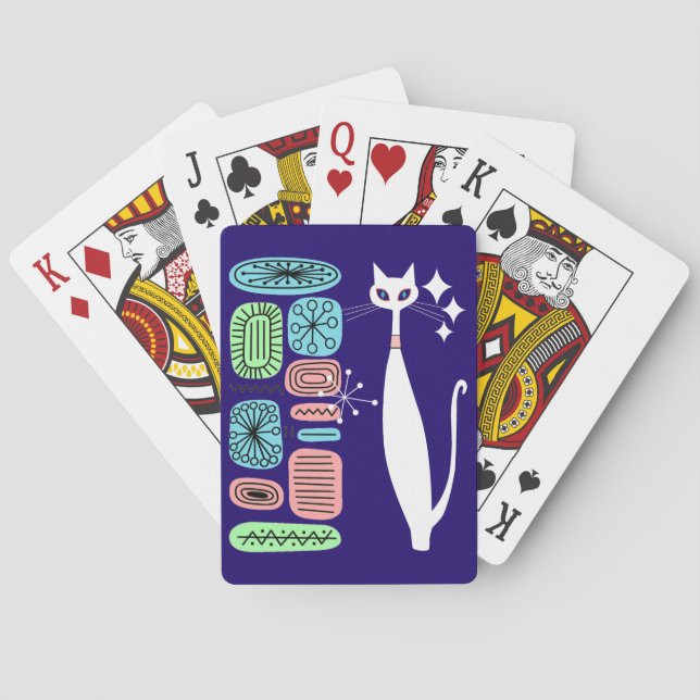 Cool Cat Mid Century Modern Design Poker Cards (Back)