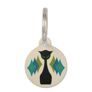 Cool Cat Mid Century Modern Pet Name Tag