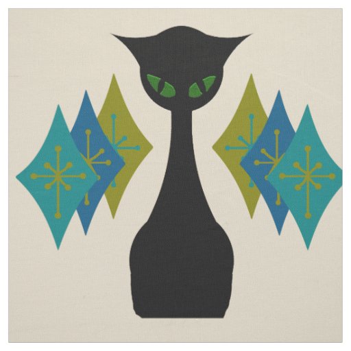 Cool Cat Mid Century Modern Retro Fabric