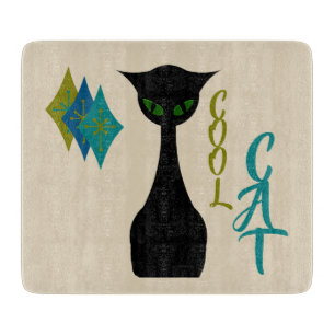 Cool Cat Mid Century Retro Cutting Board