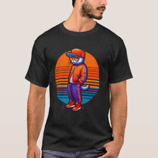 Cool Cat Modern Urban Style Sunset Retro Art T-Shirt