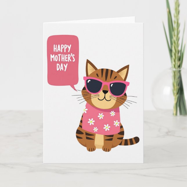 Cool Cat Mothers Day Message Card (Front)