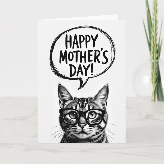 Cool Cat Mothers Day Wish Card (Front)