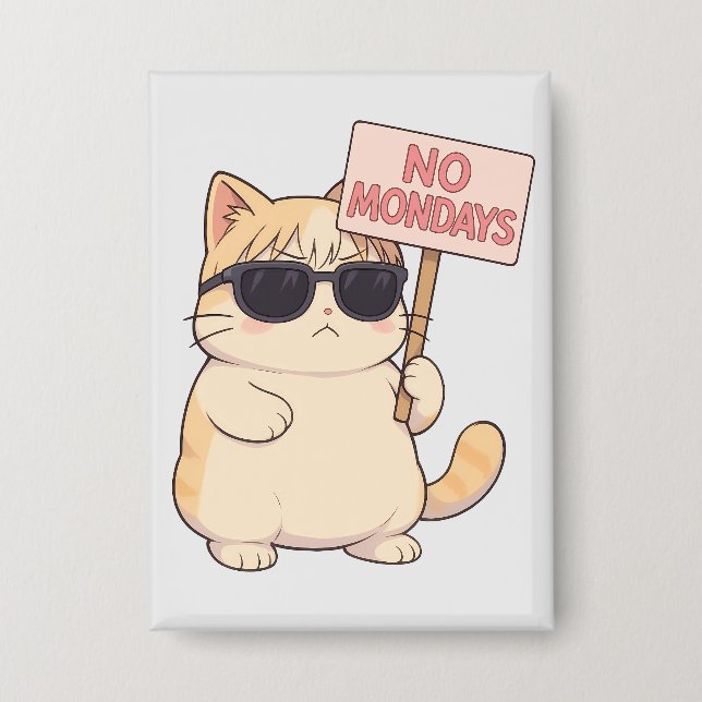 Cool Cat No Mondays Esthetic Meme Button (Front)