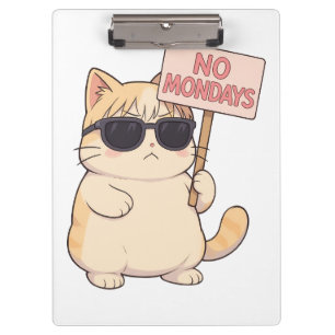 Cool Cat No Mondays Esthetic Meme Clipboard