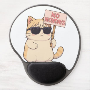 Cool Cat No Mondays Esthetic Meme Gel Mouse Pad